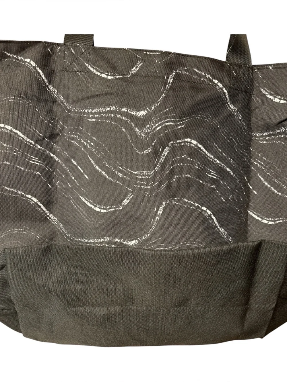 PINK Victoria’s Secret Black Wave Print Tote Bag Large Zip Travel Carryall NWT